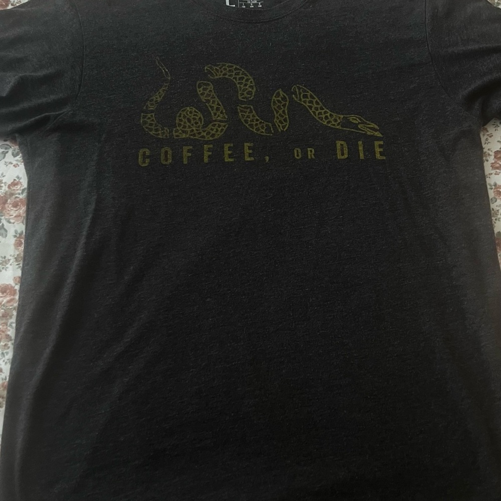 Black Graphic T-Shirt with Gold Snake Design